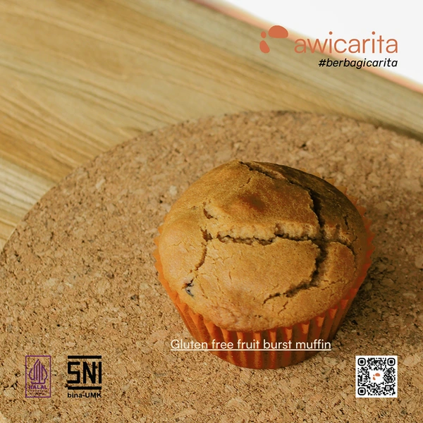 Gluten-Free Fruit Burst Muffin Awicarita - kemasan boks isi 1/2 lusin