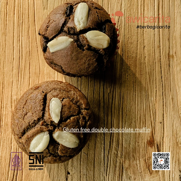 Gluten-Free Double Chocolate Muffin Awicarita - kemasan boks isi 1/2 lusin