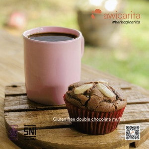 Gluten-Free Double Chocolate Muffin Awicarita - kemasan boks isi 1/2 lusin