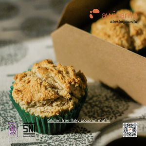 Gluten-Free Flaky Coconut Muffin Awicarita - kemasan boks isi 1/2 lusin