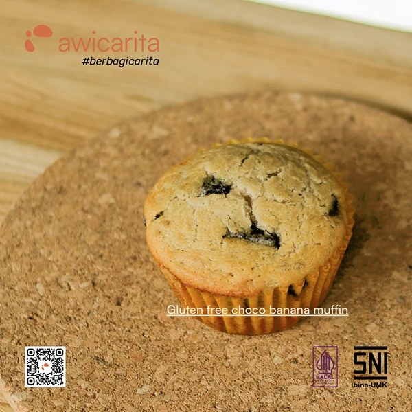 Gluten-Free Choco Banana Muffin Awicarita - kemasan boks isi 1/2 lusin