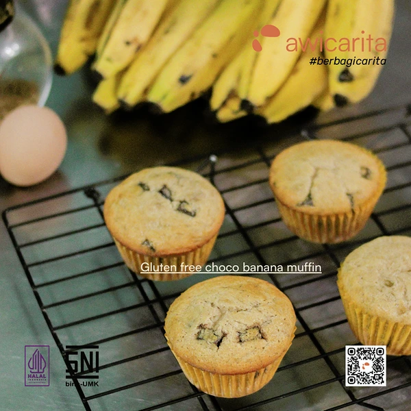 Gluten-Free Choco Banana Muffin Awicarita - kemasan boks isi 1/2 lusin