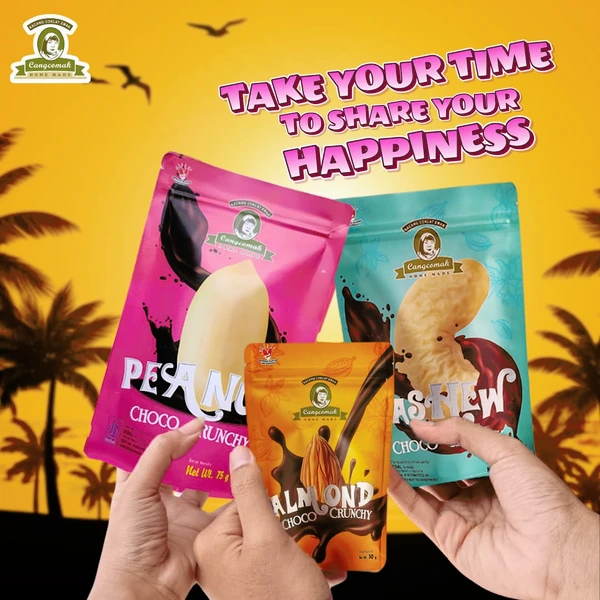 Souvenir Snack Paket Kacang Coklat Panggang Cangcomak - Kacang Coklat Kacang Mede Almond Coklat Panggang 3 in 1