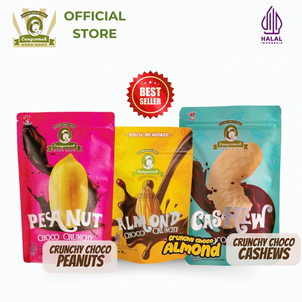 Souvenir Snack Paket Kacang Coklat Panggang Cangcomak - Kacang Coklat Kacang Mede Almond Coklat Panggang 3 in 1
