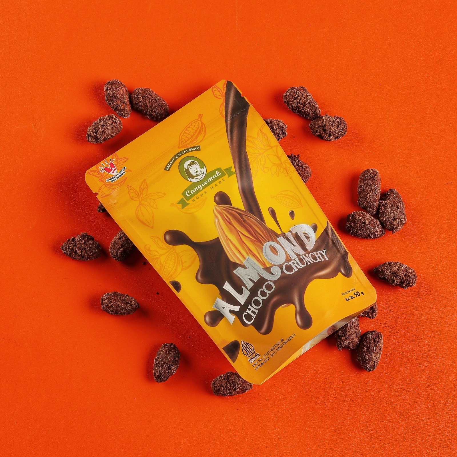 Souvenir Snack Almond Coklat Panggang Cangcomak Almond Roasted Coklat