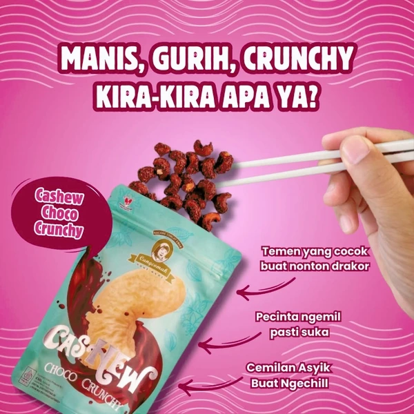 Snack Cemilan Kacang Mede Coklat Panggang Cangcomak Mete Coklat