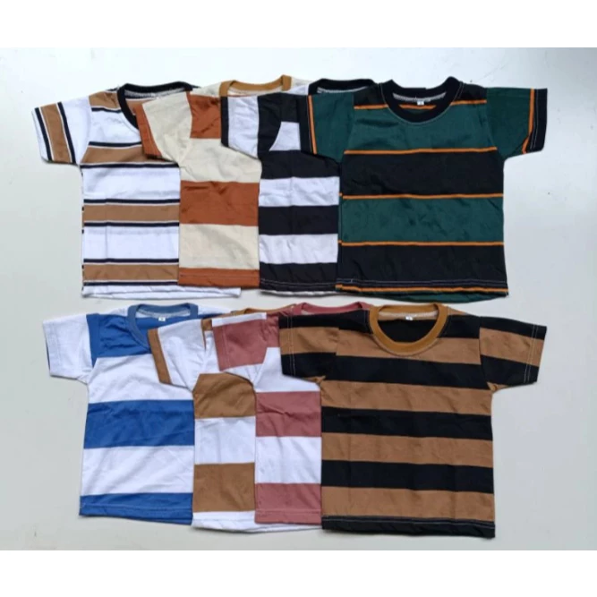 Kaos Anak Salur Laki laki 1 - 8th Kaos Stripe Cowok Perempuan Baju Atasan Anak