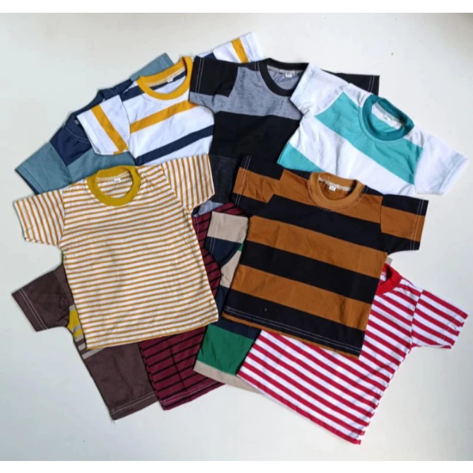 Kaos Anak Salur Laki laki 1 - 8th Kaos Stripe Cowok Perempuan Baju Atasan Anak