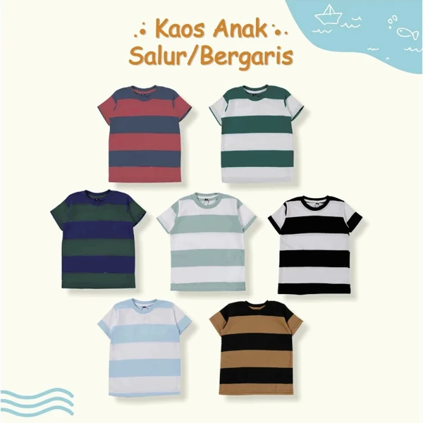 Kaos Anak Salur Laki laki 1 - 8th Kaos Stripe Cowok Perempuan Baju Atasan Anak