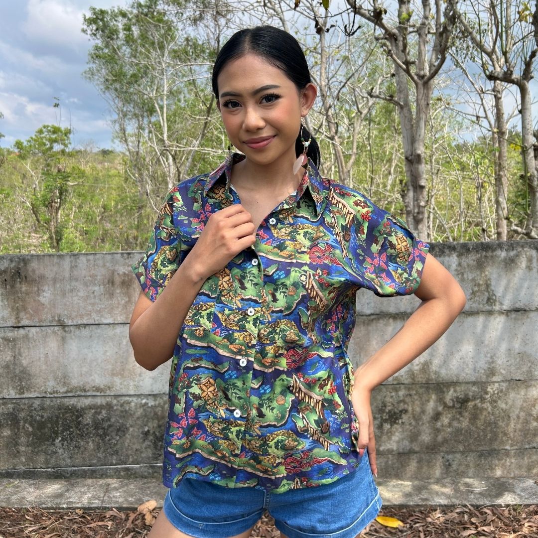 HaluanBali Blouse Wanita Peta Rempah - KMCE-B02 - TENCEL™️