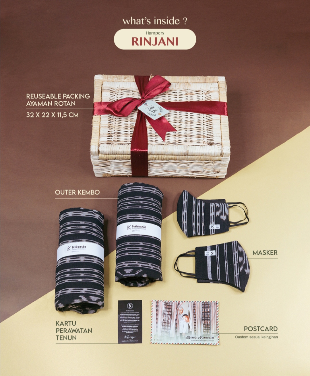 KAINNESIA Rinjani-Souvenir Hampers Pernikahan Birthday Gift Graduation Gift Birthday Hampers Custom