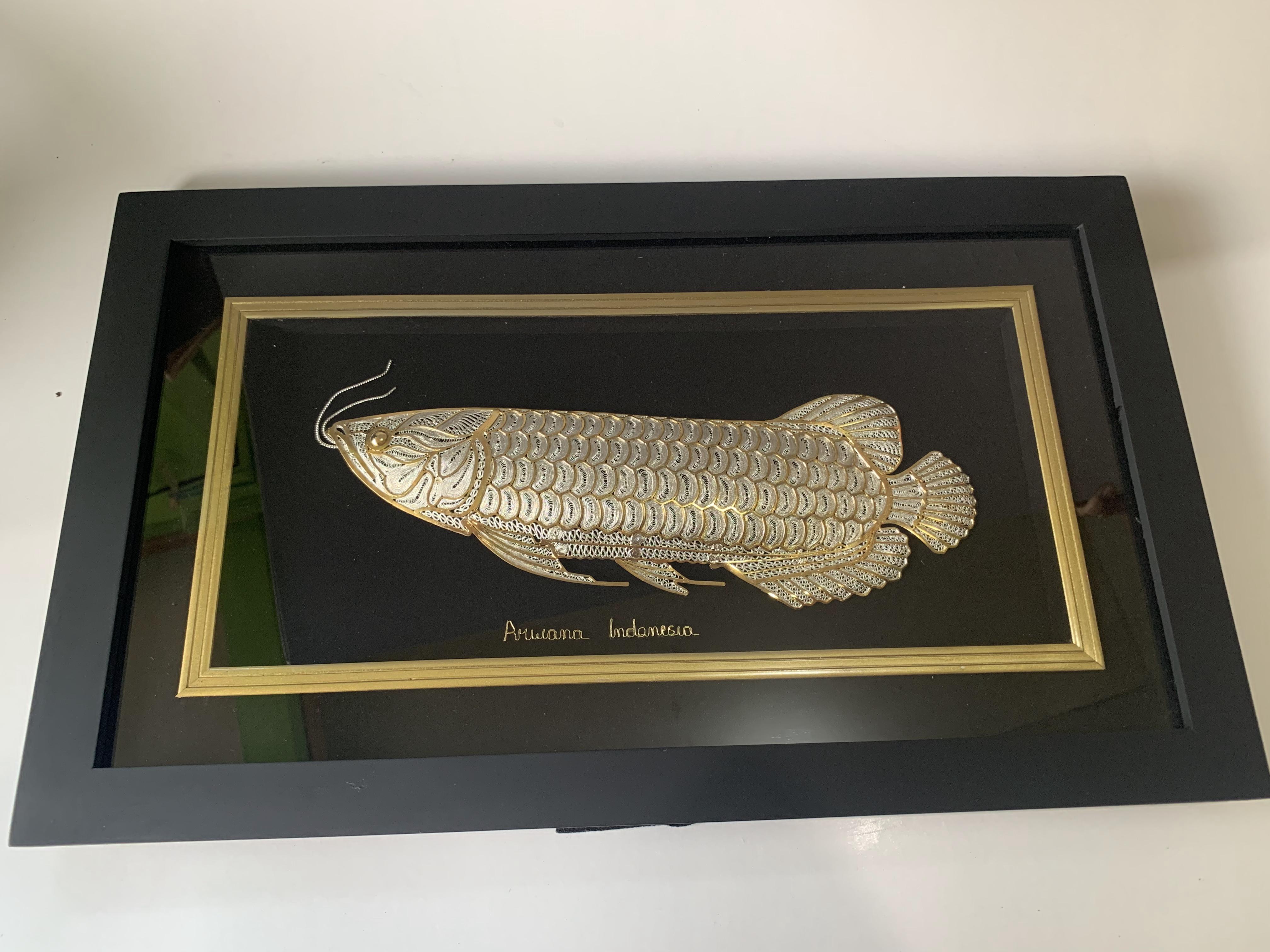 Hiasan Dinding Motif Ikan Arwana Silver Plated