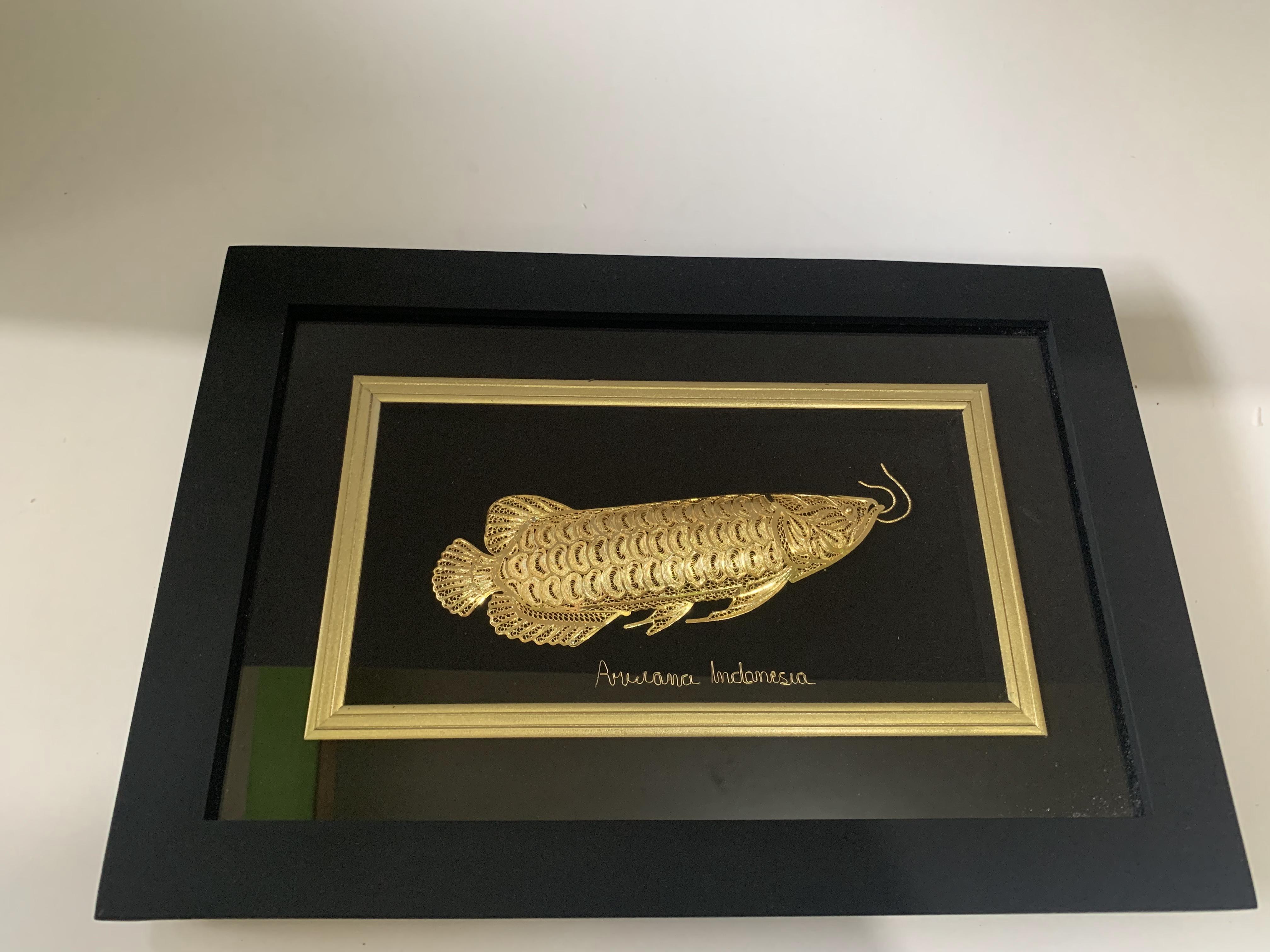 Hiasan Dinding Motif Ikan Arwana Silver Plated