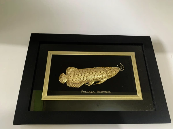 Hiasan Dinding Motif Ikan Arwana Silver Plated