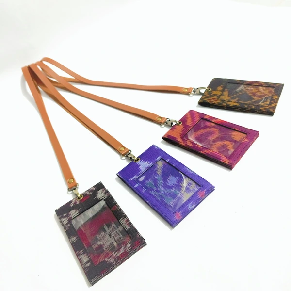UWAISGEN Nametag/Lanyard 2 sisi Endek Etnik Bali Handmade