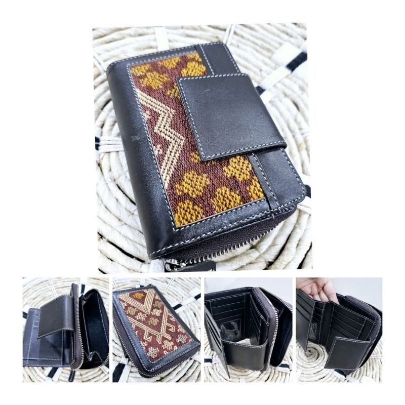 DOMPET KLEK Tenun Tangan NTT mix Kulit Sapi Asli