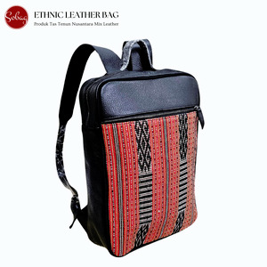 RANSEL LAPTOP Tenun Tangan NTT mix Kulit Sapi Asli