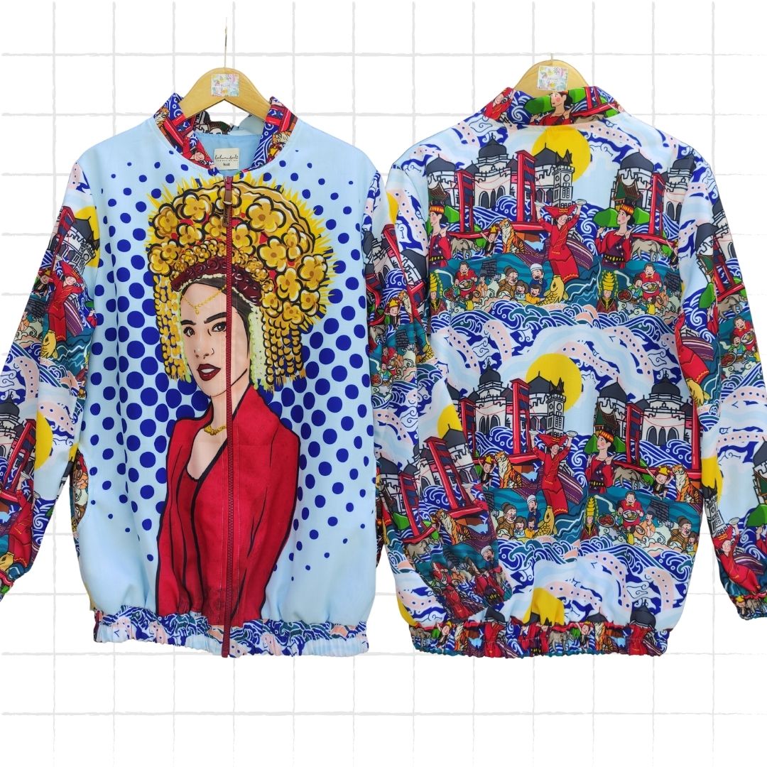 HaluanBali Jaket Pelindung Diri Wanita | Jaket Bomber Full Print | Series Pop Art Indonesia