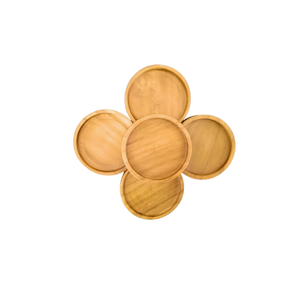 Coaster kayu jati diameter 8 cm