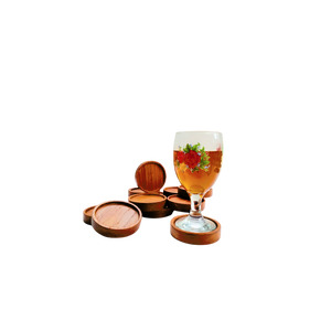 Coaster kayu jati diameter 8 cm