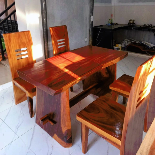 Set Meja Trembesi Kursi Blok Variasi Sandaran