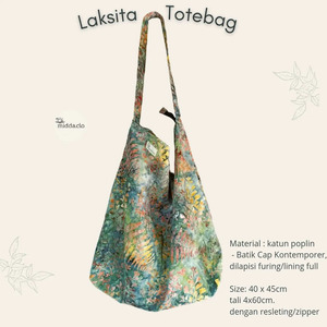 Laksita Totebag Batik Cap Ukuran Regular tali fix -Tas Batik - middaclo