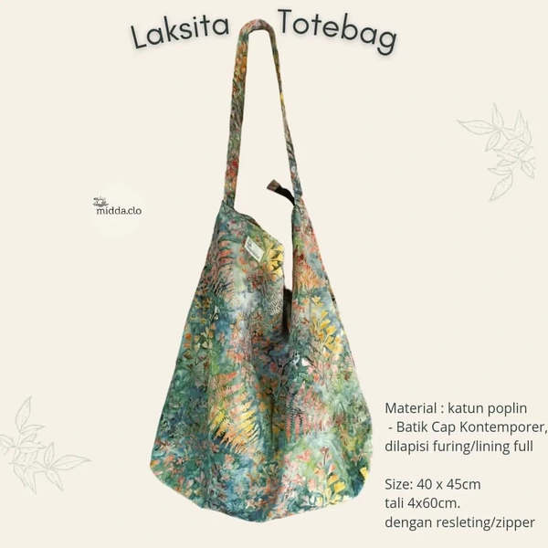 Laksita Totebag Batik Cap Ukuran Regular tali fix -Tas Batik - middaclo