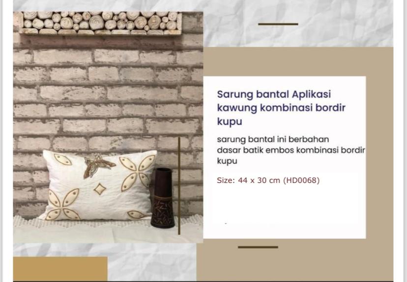 SARUNG BANTAL APLIKASI KAWUNG KOMBINASI BORDIR KUPU SIZE 44 X 30 CM