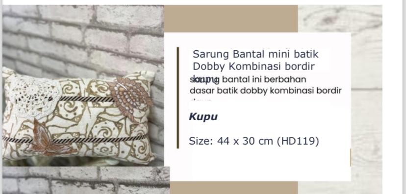 SARUNG BANTAL MNI BATIK DOBBY KOMBINASI BORDIR KUPU KUPU UK 42 X 31 CM
