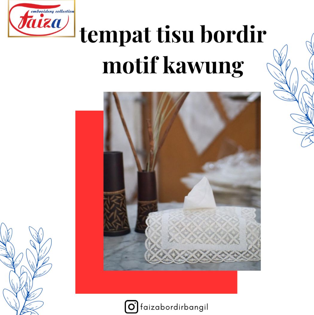 Tempat tisu Bordir Motif Kawung