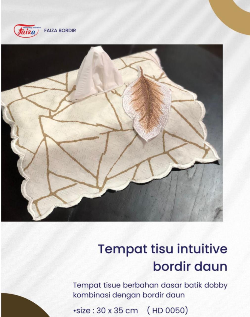 Tempat Tisu Intuitive Bordir Daun