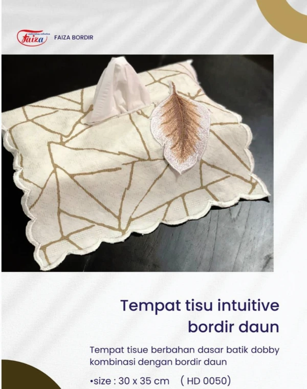 Tempat Tisu Intuitive Bordir Daun