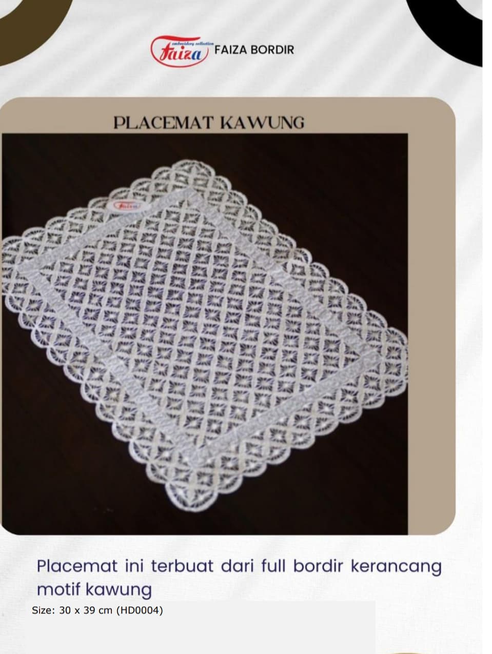 Placemat kawung UK 30 X 39 CM
