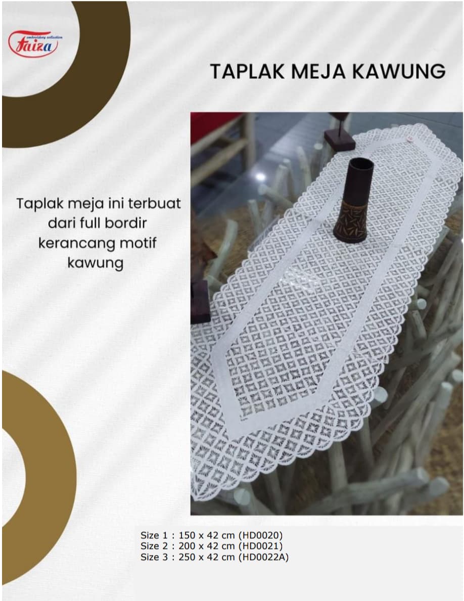 Taplak Meja Kawung Bordir 2M