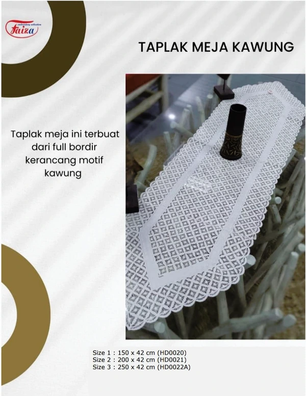 Taplak Meja Kawung Bordir 2M