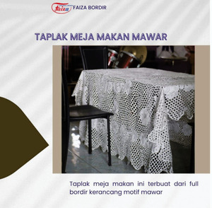 Taplak Meja Makan Mawar Full Bordir Kerancang 2M X 2,5 M