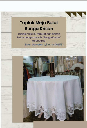 TAPLAK MEJA BULAT BUNGA KRISSAN D 1,5