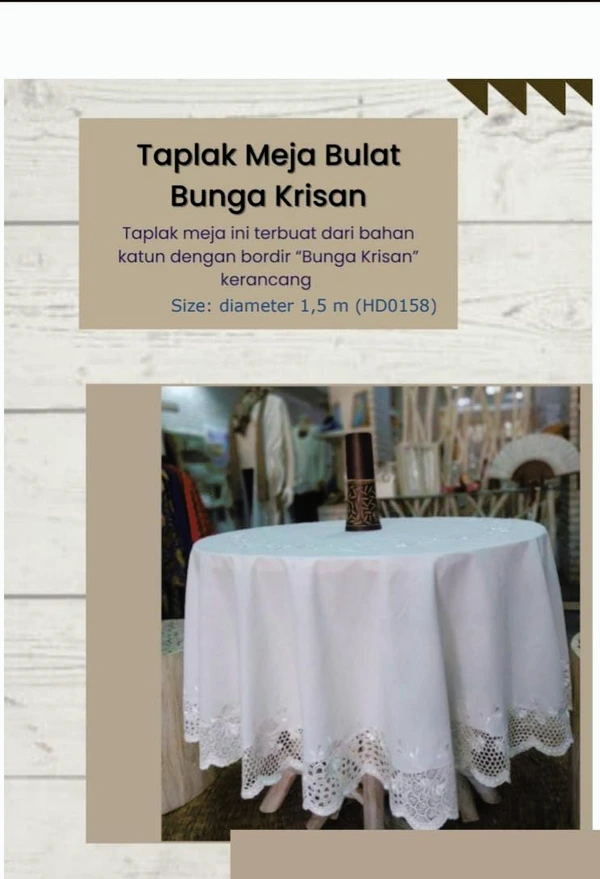 TAPLAK MEJA BULAT BUNGA KRISSAN D 1,5