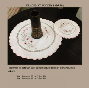 PLACEMAT BORDIR SAKURA , D 33 CM