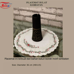 PLACEMAT BULAT BORDIR RAMBATAN SIZE 35 CM