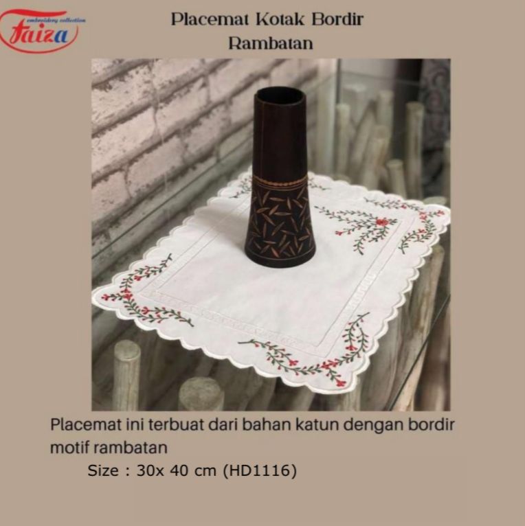 PLACEMAT KOTAK BORDIR RAMBATAN 30 X 39 CM