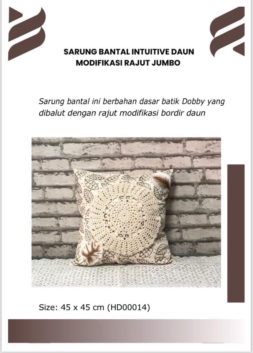 SARUNG BANTAL INTUITIVE DAUN MODIFIKASI RAJUT JUMBO 45 X 45 CM