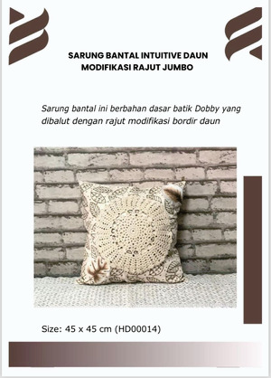 SARUNG BANTAL INTUITIVE DAUN MODIFIKASI RAJUT JUMBO 45 X 45 CM