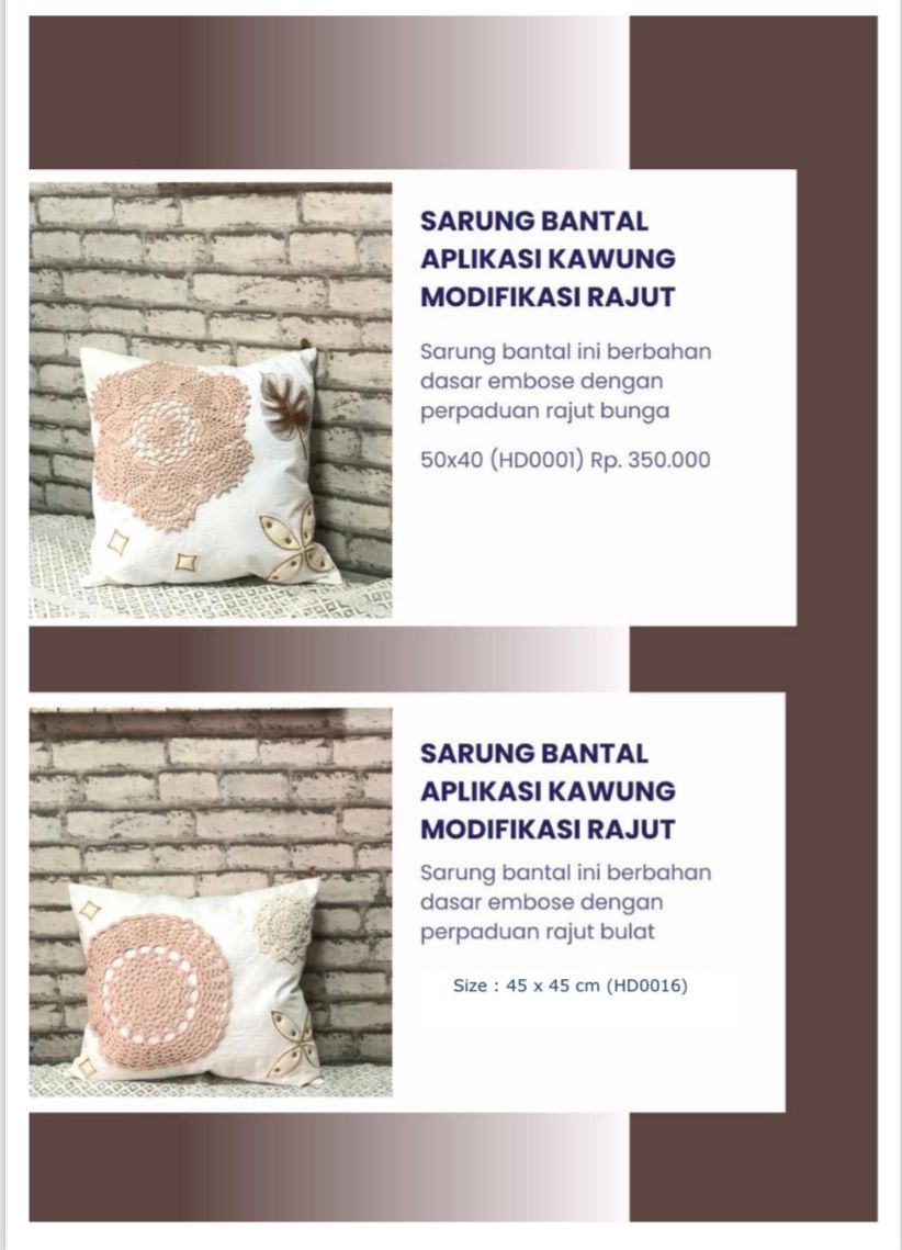 SARUNG BANTAL APLIKASI KAWUNG MODIFIKASI RAJUT 50 X 40 CM