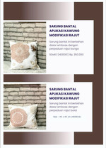 SARUNG BANTAL APLIKASI KAWUNG MODIFIKASI RAJUT 50 X 40 CM