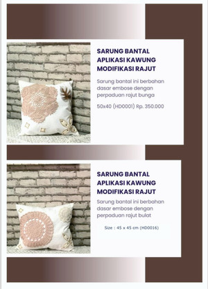 SARUNG BANTAL APLIKASI KAWUNG MODIFIKASI RAJUT 50 X 40 CM