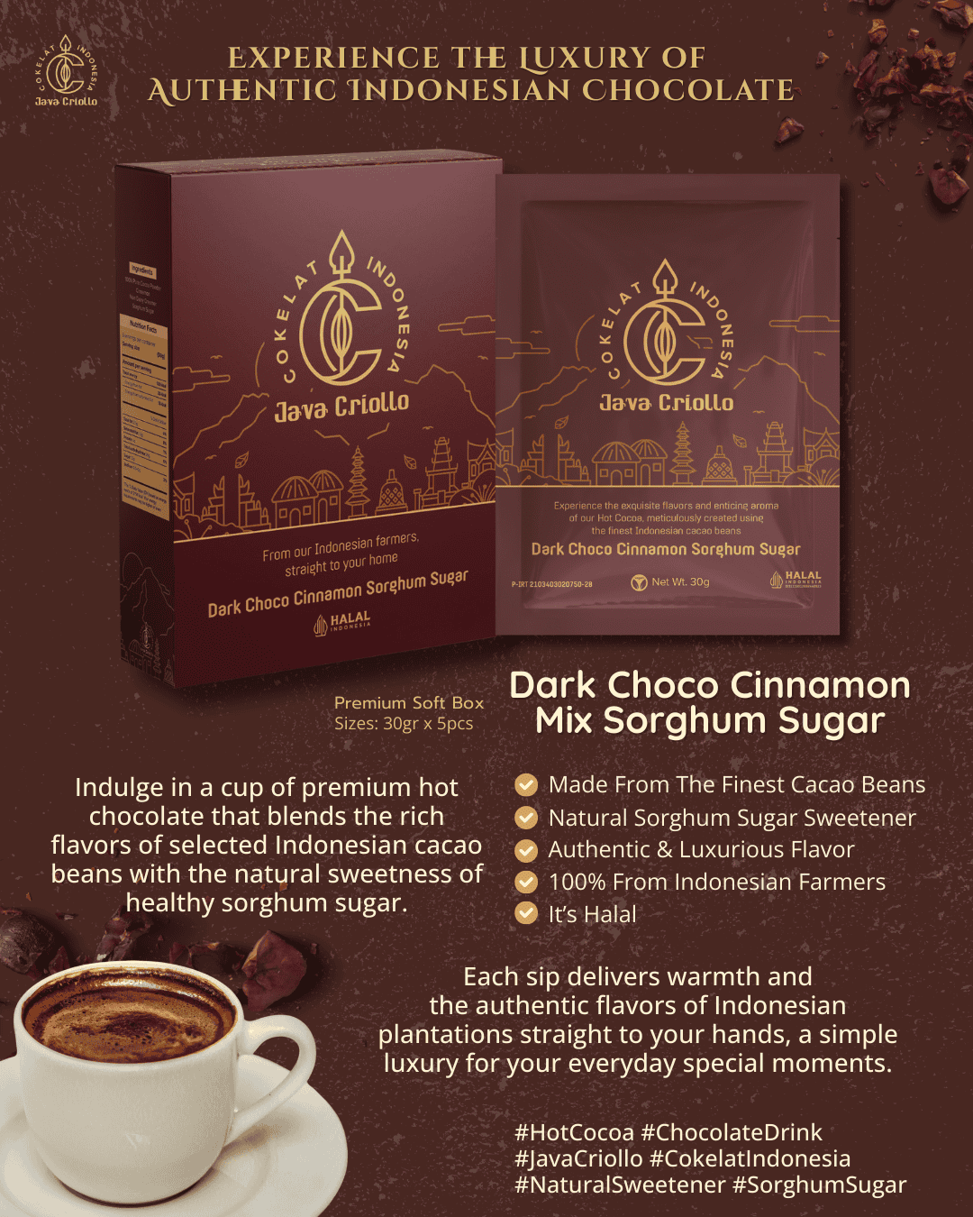 Hot Cocoa Powder Mix Cinnamon & Sorghum Sugar