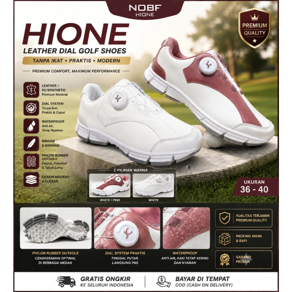 NOBF - JC GOLF SHOES - WHITE / PINK
