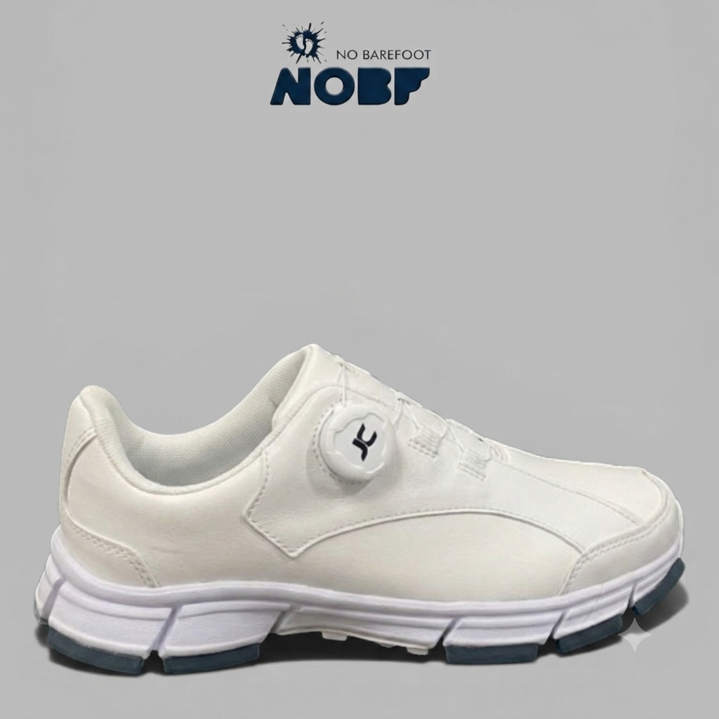 NOBF Sepatu Golf JC Full White BOA Dial Lacing - Ringan, Anti Slip, Premium Leather Look