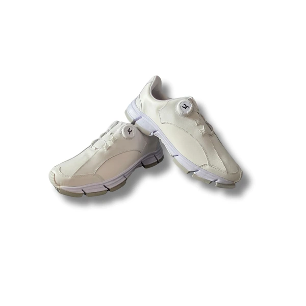 NOBF Sepatu Golf JC Full White BOA Dial Lacing - Ringan, Anti Slip, Premium Leather Look